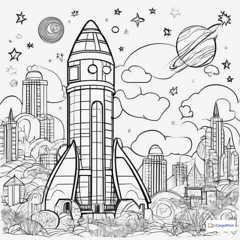 Kolorowanka-Kosmiczna Rakieta 2