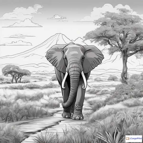 Grafika JPEG. Słoń na Sawannie