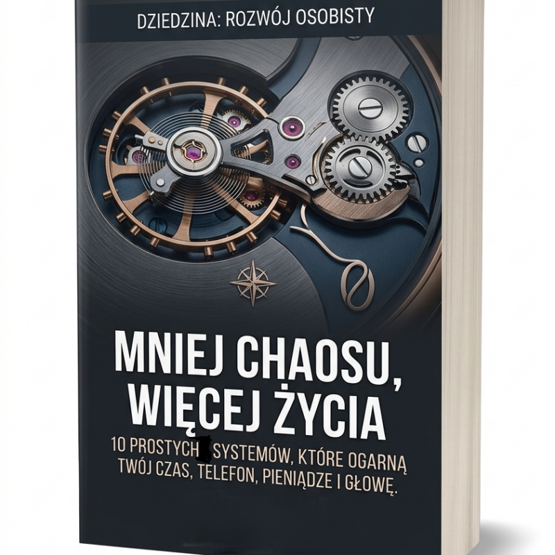 E-Book, Samorozwój Pt. "MNIEJ CHAOSU. WIĘCEJ ŻYCIA". "10 prostych systemów, które ogarną Twój czas, telefon, pieniądze i głowę"